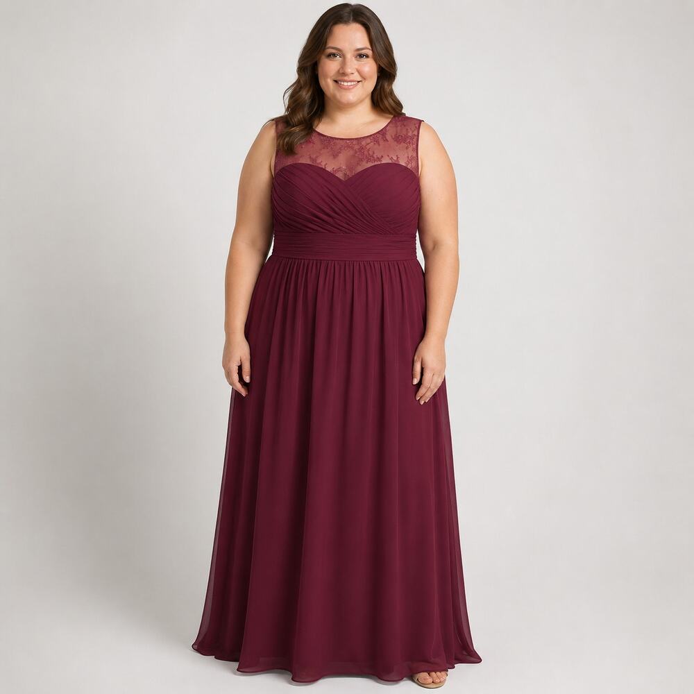 JJ’s House Cabernet Lace Chiffon Formal Dress Custom Fits 16W 18W NWT